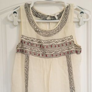 Joie Silk Ivory Beaded Embroidered Boho Tank